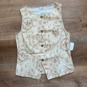 NEW Altar'd State Cream and Brown Button-Up Vest - medium
